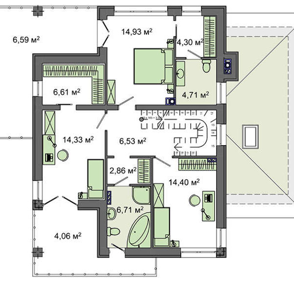 243. Chic house with glazed balconies and terraces