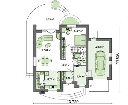 244. Magnificent house with semi-circular balconies