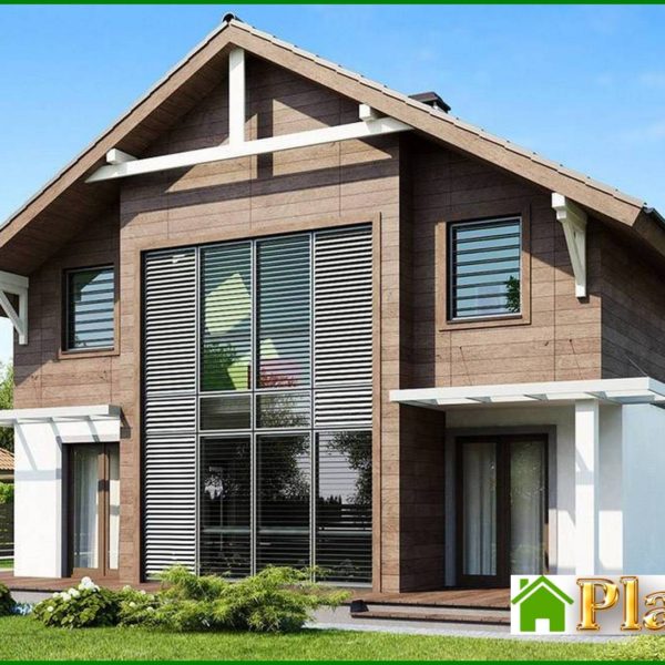 247. The project of a two-story house with panoramic glazing