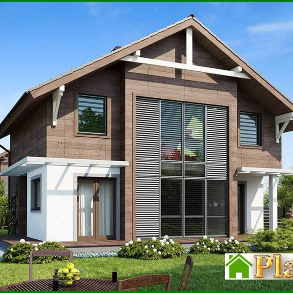 247. The project of a two-story house with panoramic glazing