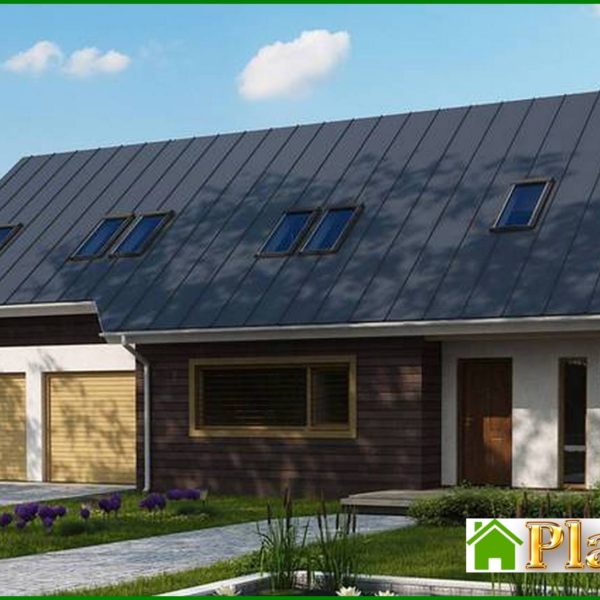 269. The project of a large house with an attic, a garage for two cars