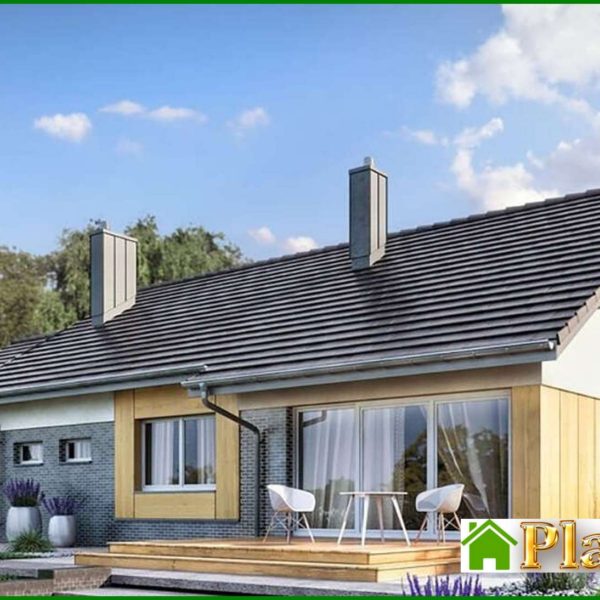 270. The project of a one-story cottage with a garage for two cars