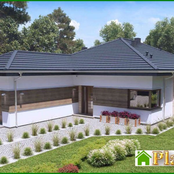 274. The project of a one-story house with artificial stone decor