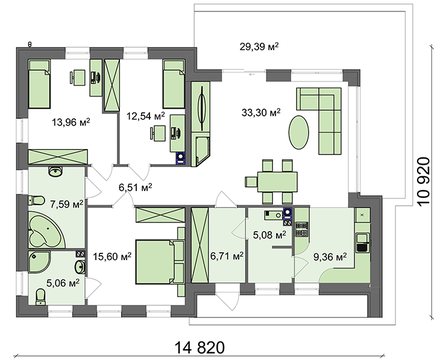 286. Design of a modern cottage with a glazed living room