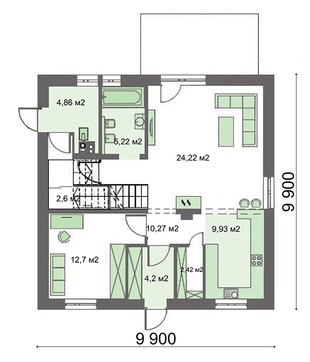 289. Modern apartment building with an office on the ground floor