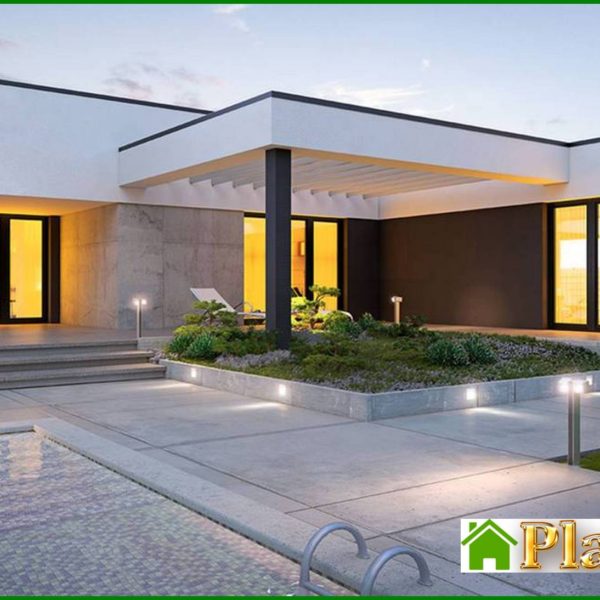 294. Modern one-story snow-white cottage