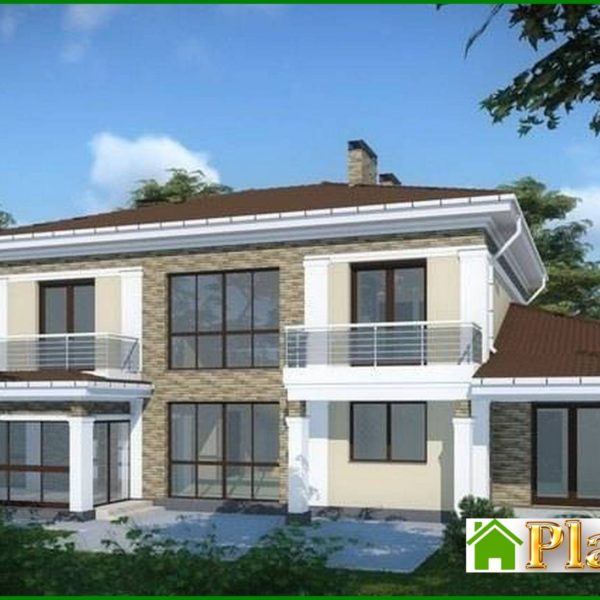 307. A project of a comfortable country cottage with a garage for two families