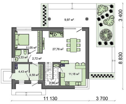 320. Compact two-story cottage project
