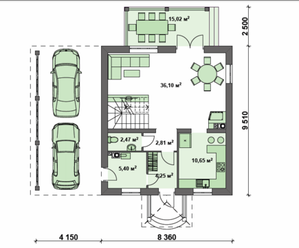 324. Compact house 8 * 9 of the European style