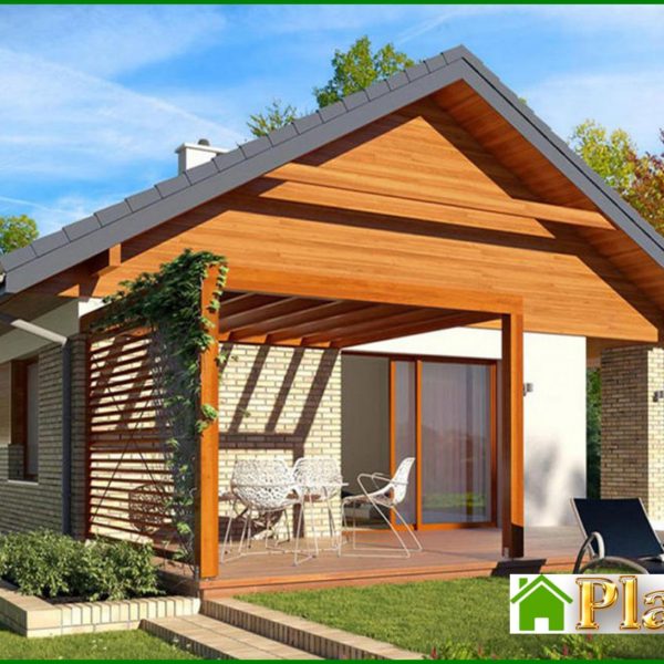326. Design of a one-storey 3-bedroom cottage for a narrow plot 326. Design of a one-storey 3-bedroom cottage for a narrow plot