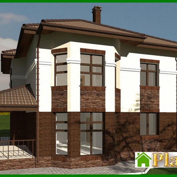 334. Project of the original two-story house with bay windows 334. Project of the original two-story house with bay windows