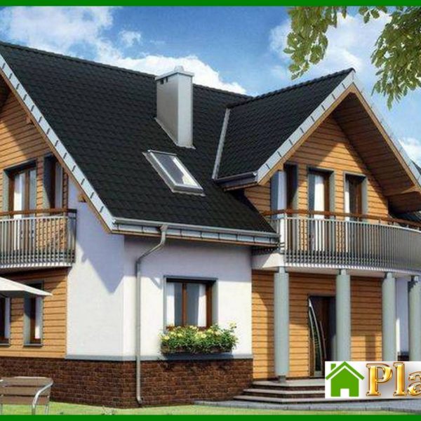 338. Architectural project of a beautiful country cottage with semicircular bay windows 338. Architectural project of a beautiful country cottage with semicircular bay windows