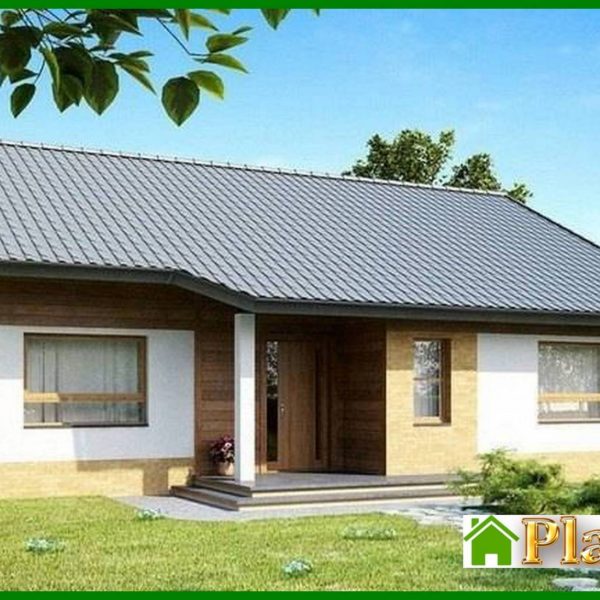 349. The project of a one-story cottage with three bedrooms and a gable roof