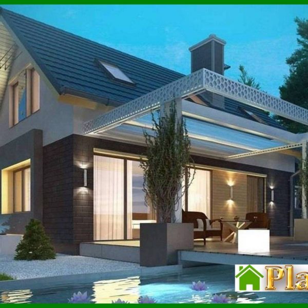 353. A project of a small neat cottage with a garage and an attic