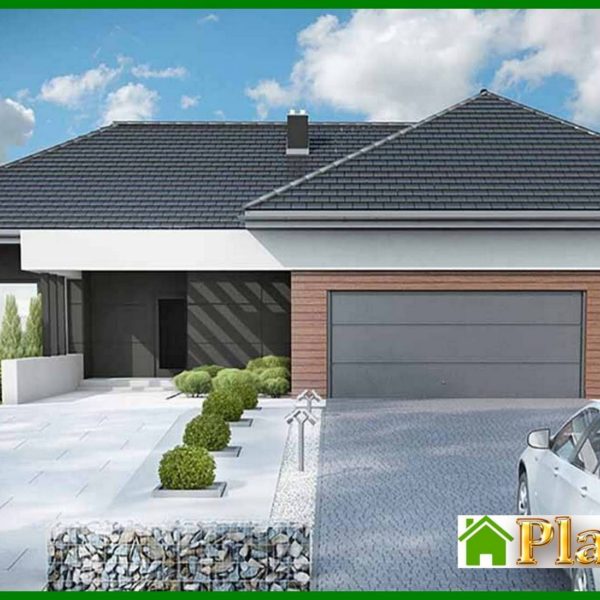 354. Modern one-story mansion with a garage for two cars