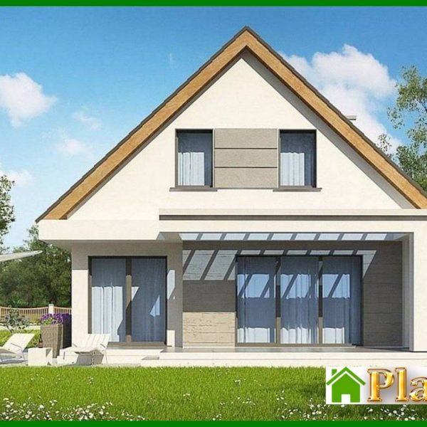 370. Modern project of a house with an attic for a narrow plot 370. Modern project of a house with an attic for a narrow plot