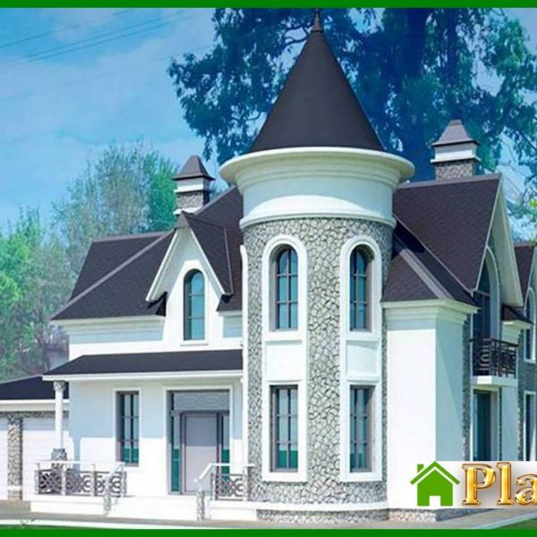 374. Project of a small castle with a garage for 2 cars 374. Project of a small castle with a garage for 2 cars