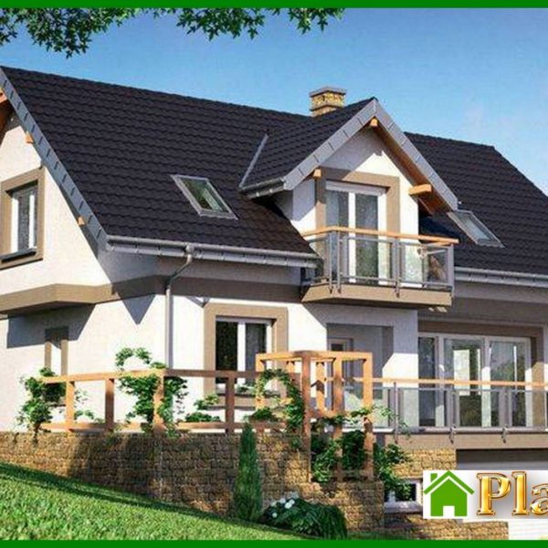 399. House project with a garage for two cars in the basement