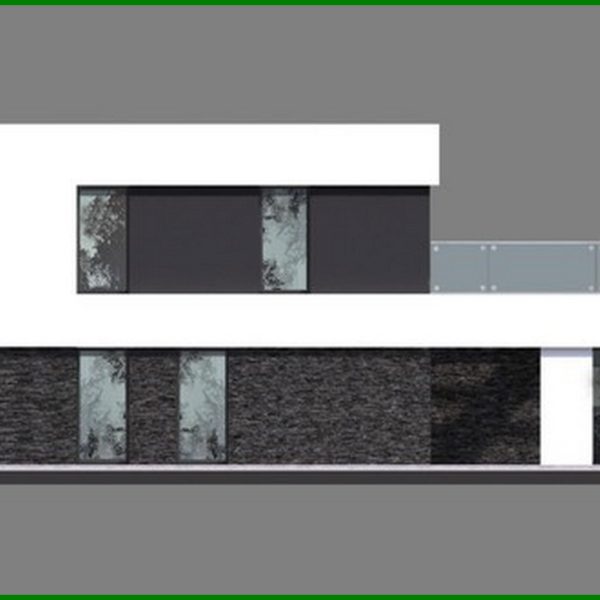 400. Beautiful project of a two-story house in the style of minimalism