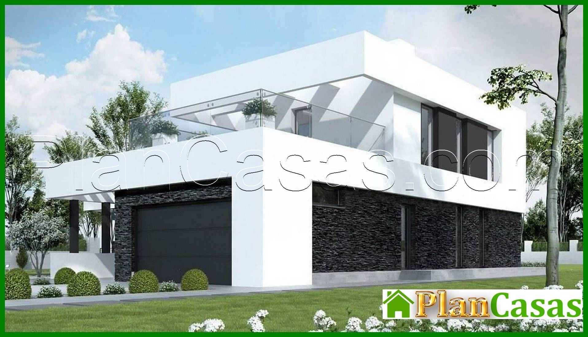 400. Beautiful project of a two-story house in the style of minimalism