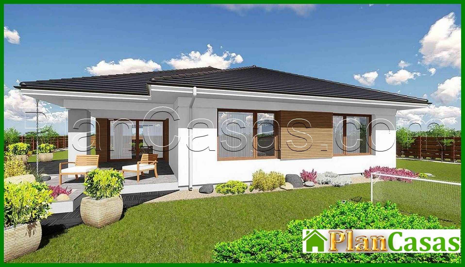 407. Spacious one-story residential building with a living room in the center