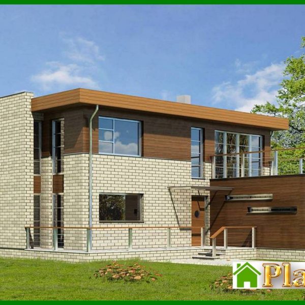 441. A chic house decorated with brick and wood 441. A chic house decorated with brick and wood