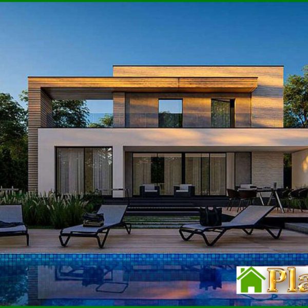 456. The project of a modern house of the original layout in the style of minimalism with a total area of 224 square meters. 