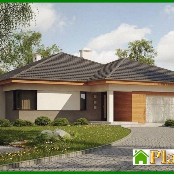 469. One-storey house project with bay window and terrace