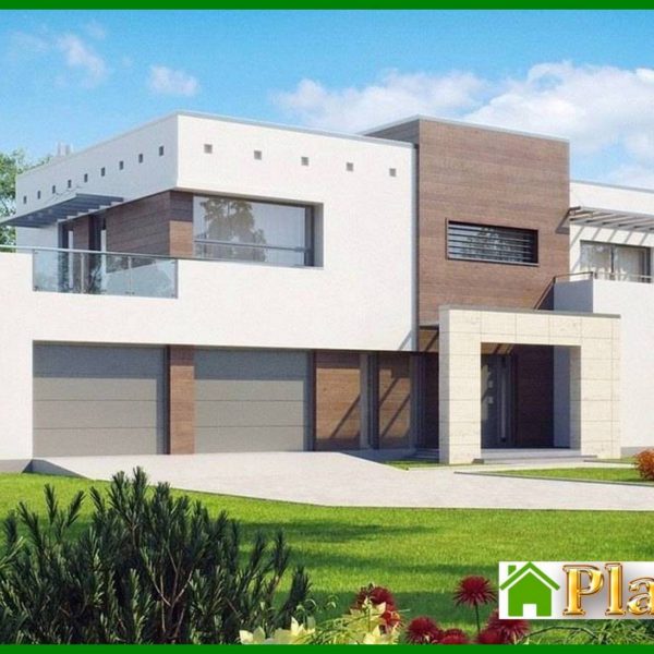 475. The project of a cottage with a garage for two cars