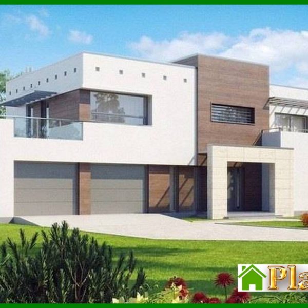 475. The project of a cottage with a garage for two cars