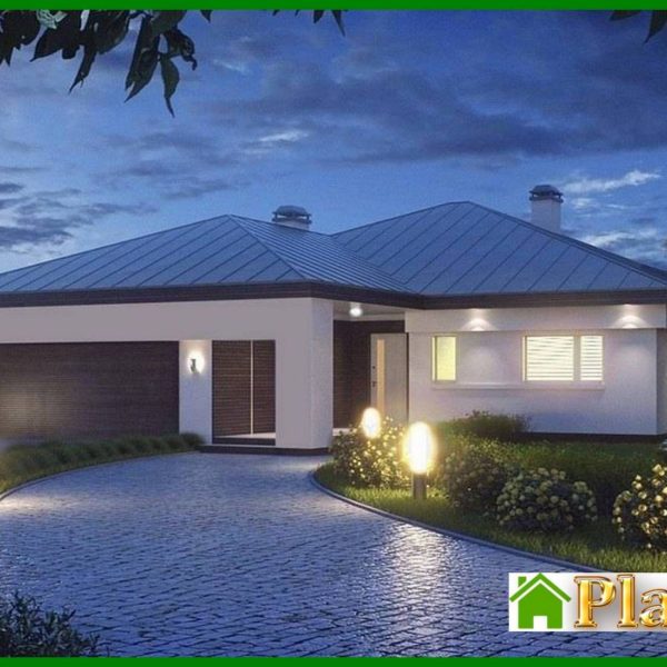 477. The project of a one-story cottage with a garage for two cars