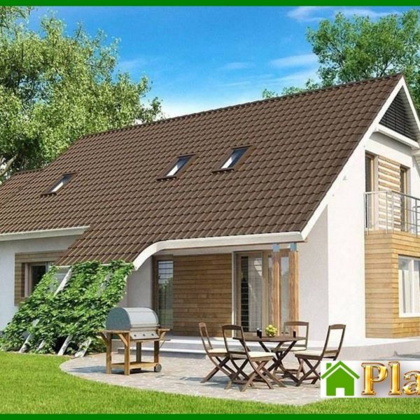 478. Project of a large house with an attic and a garage