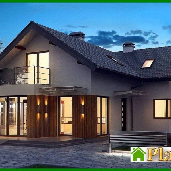 481. Project of a house with an attic and an additional room on the ground floor