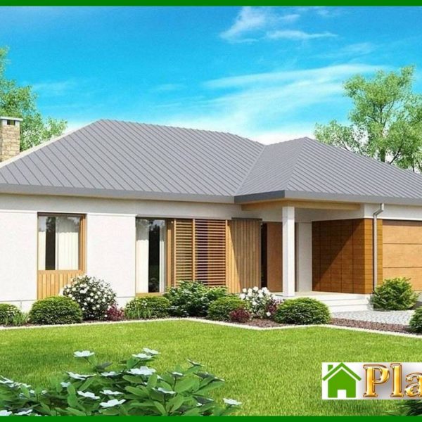 482. One-storey cottage project with a garage and a covered terrace