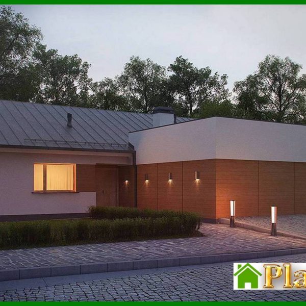 484. The project of a single-storey house of a simple form with a garage for two cars