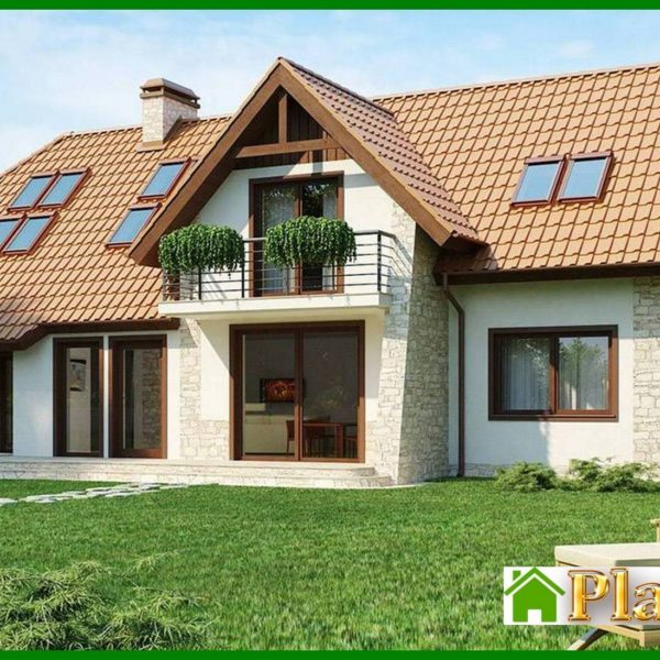 490. Project of a mansion with a garage for 2 cars