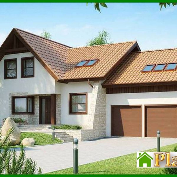 490. Project of a mansion with a garage for 2 cars