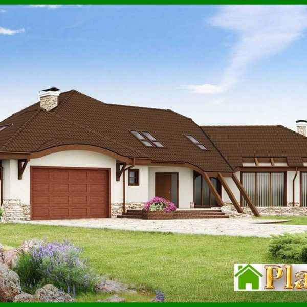 492. The project of a comfortable classic mansion with a garage for two cars