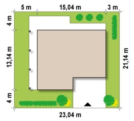 1000. Project of a modern house with a terrace above the garage