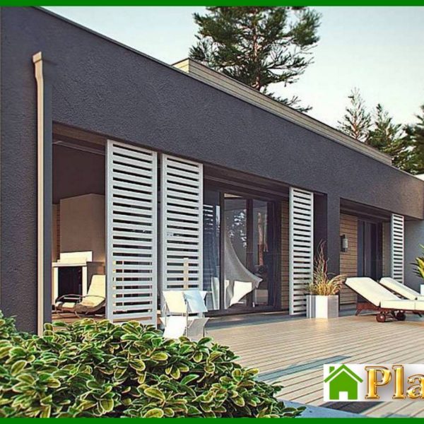 1004. One-story modern mansion for a narrow plot