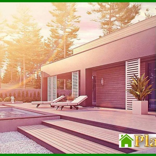 1004. One-story modern mansion for a narrow plot