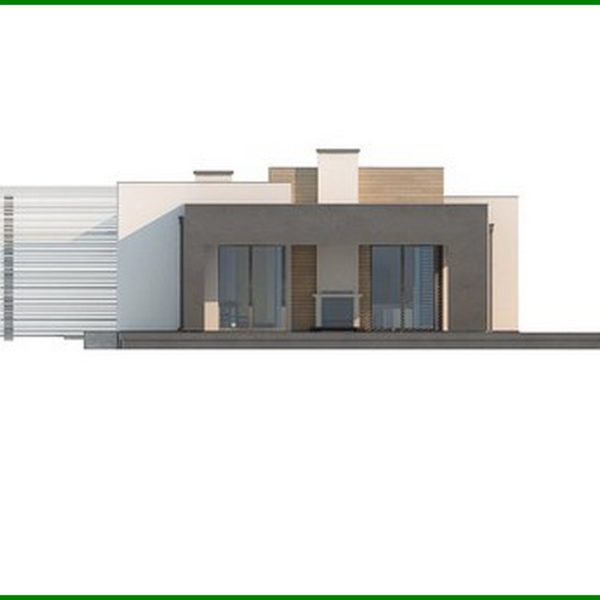 1004. One-story modern mansion for a narrow plot