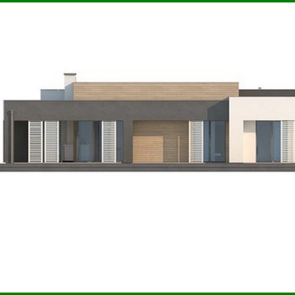 1004. One-story modern mansion for a narrow plot