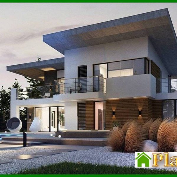 1005. Modern two-story mansion with a terrace on the second floor