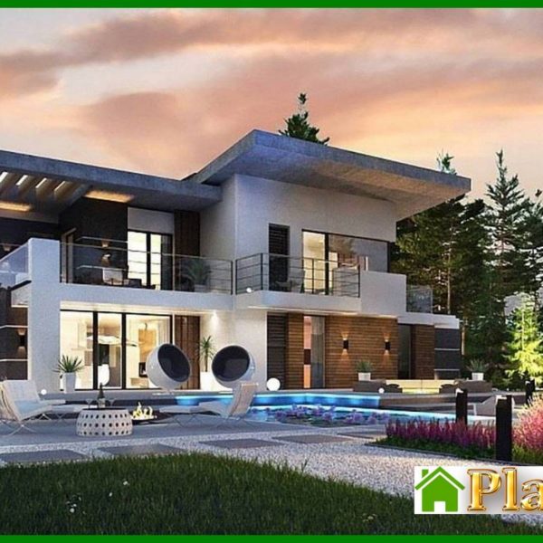 1005. Modern two-story mansion with a terrace on the second floor