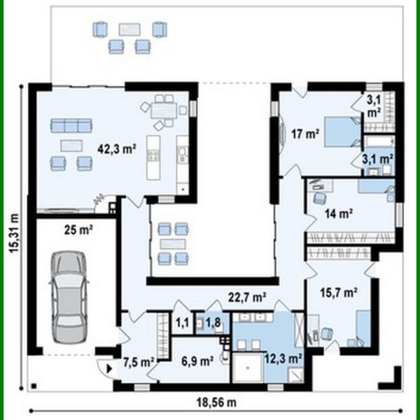 1007. Modern house with a comfortable patio