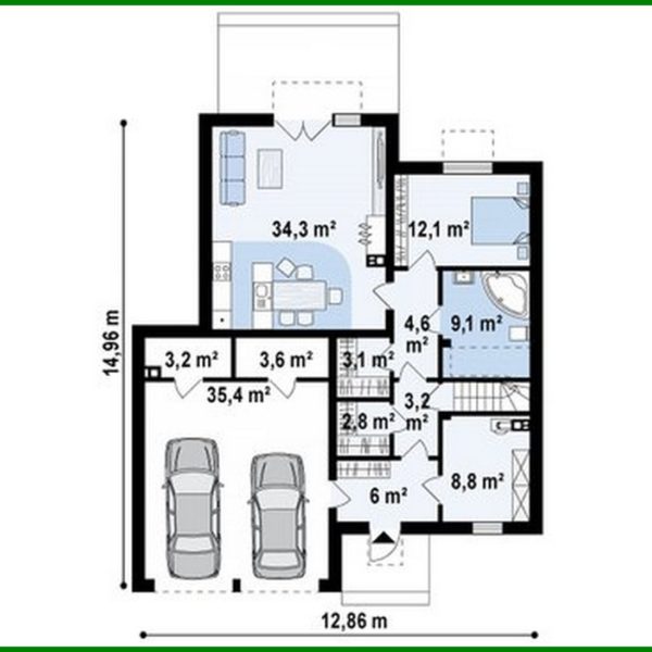 1008. Project of a modern mansion with two kitchens