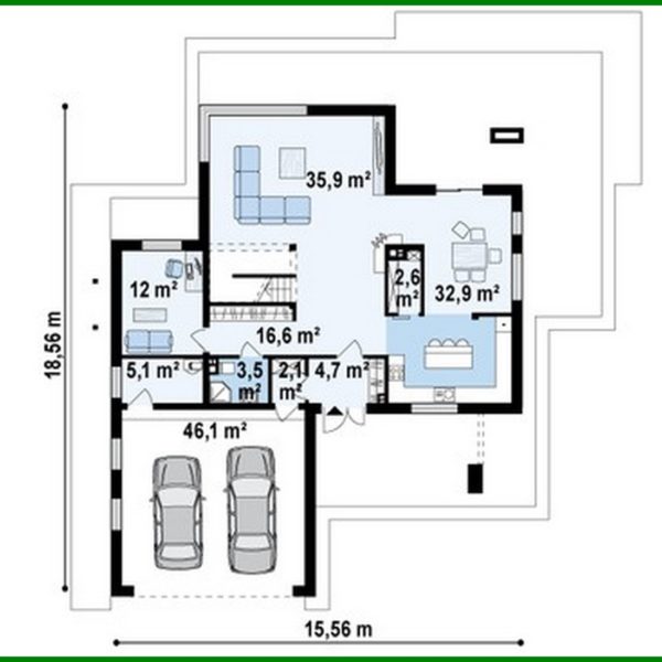 1009. The project of a chic modern two-story mansion with a second light