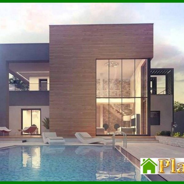 1009. The project of a chic modern two-story mansion with a second light