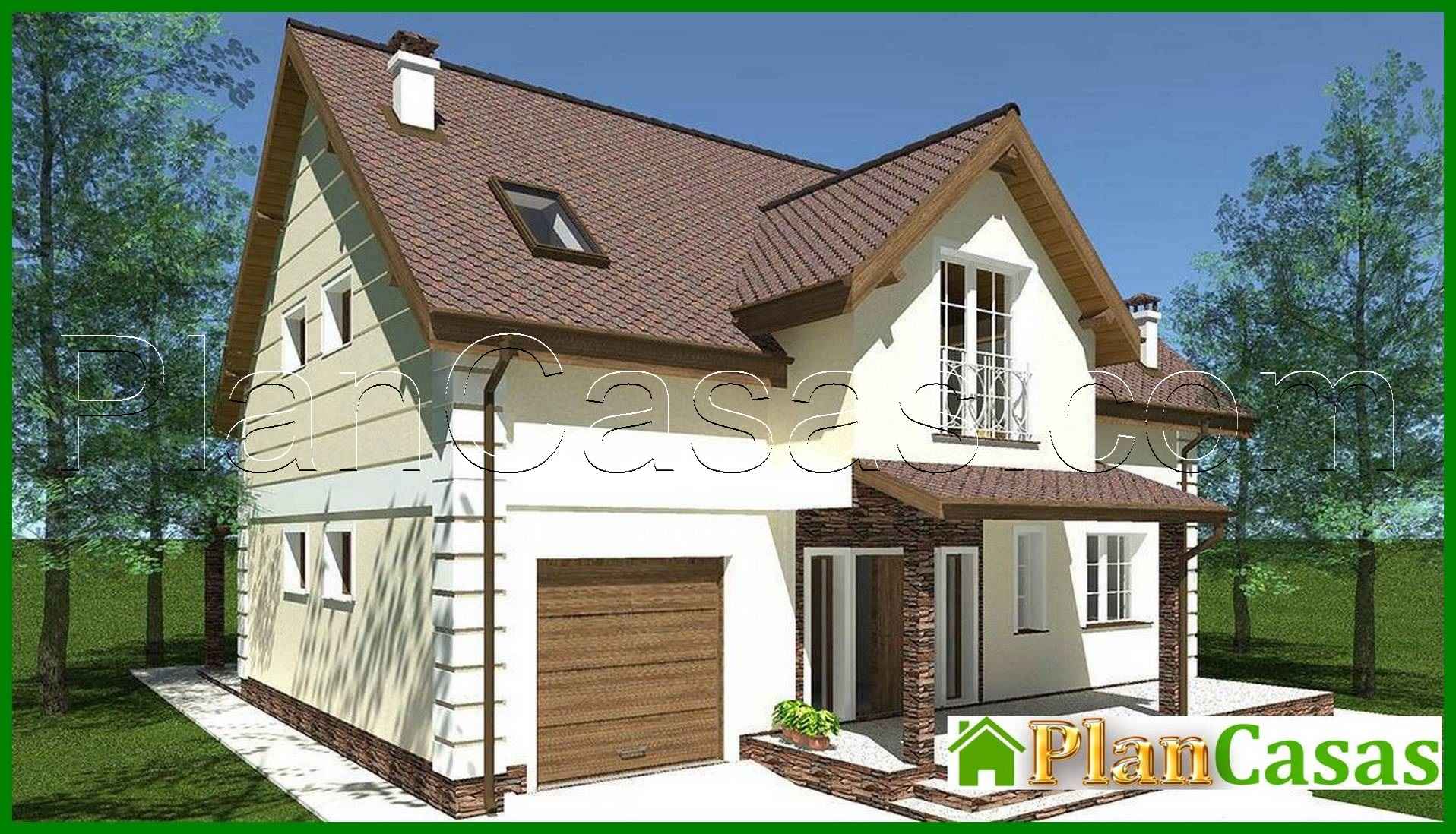 506. The project of a chic country house with a bay window and beautiful balconies